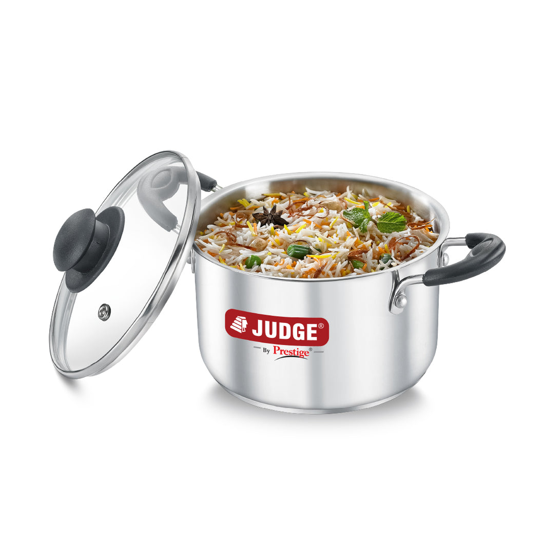 Judge Stainless Steel Casserole with Glass Lid 18cm