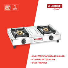Load image into Gallery viewer, Judge Aura Stainless Steel Gas Stove 2 Burner JAG 02
